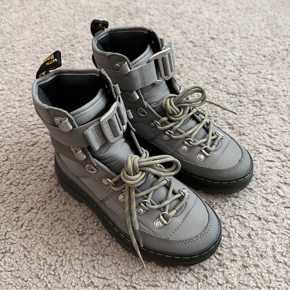 Dr. Martens Combs Tech Padded Quilted Nickel Gray Womens 5